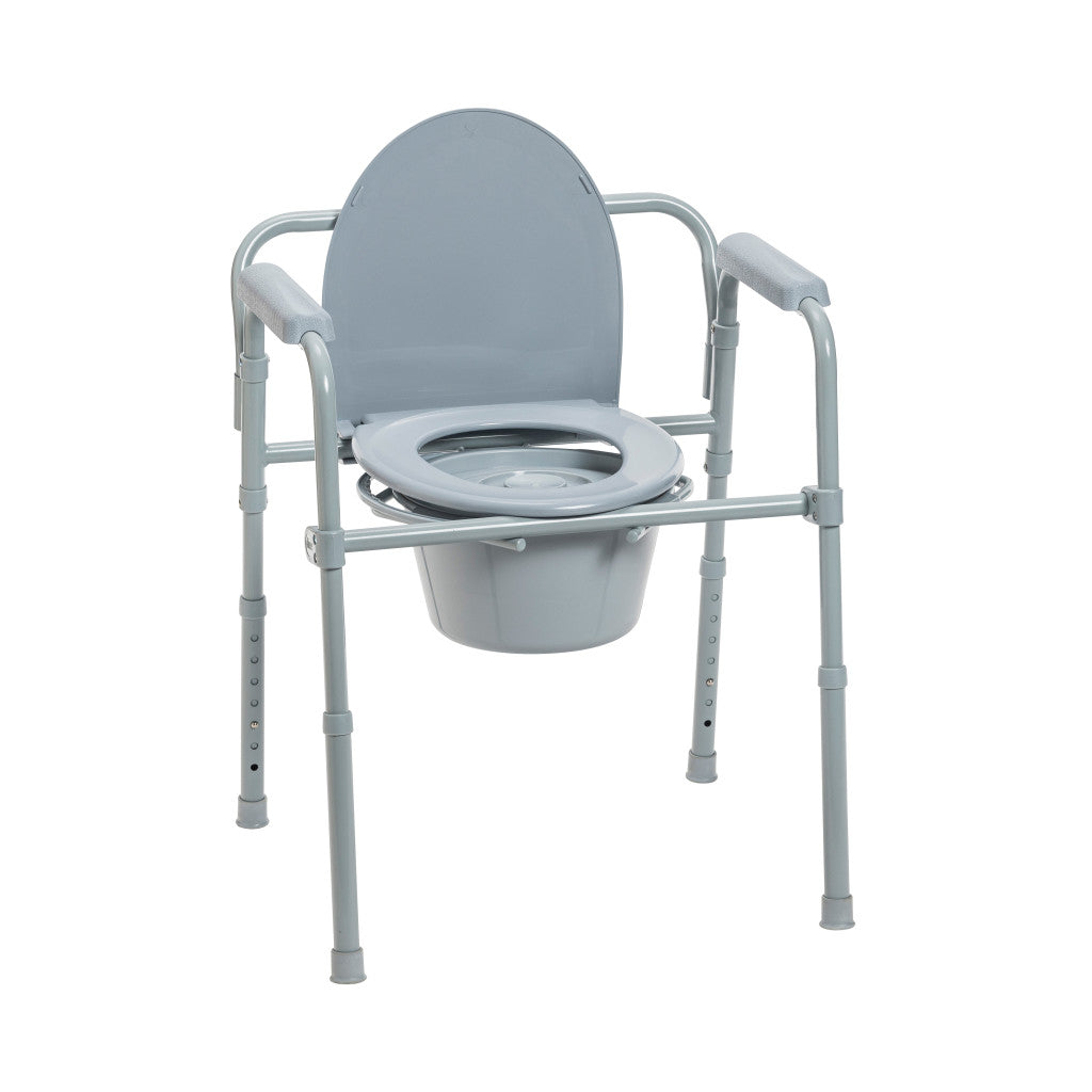 Folding steel commode